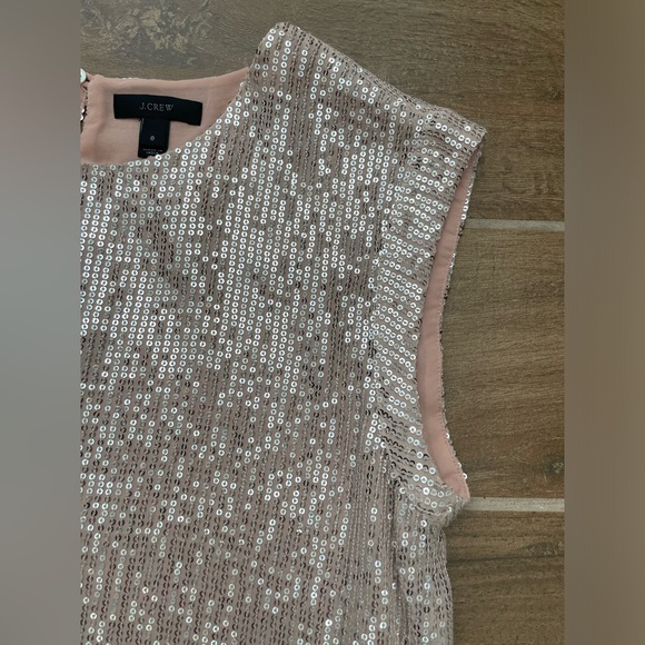 J Crew - Women’s Size 8 Sequin Cap Sleeve Pink Blush Blouse - Picture 4 of 15